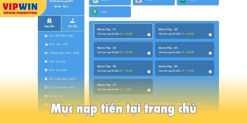 Bước đầu tiên và cơ bản nhất đó là đăng nhập và tìm đến mục nạp tiền